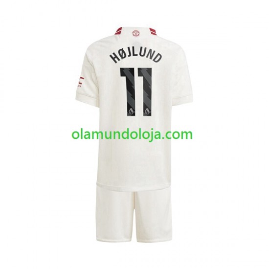 Camisola Manchester United Rasmus Hojlund 11 Criança Equipamento Terceiro 2023-2024 Manga Curta